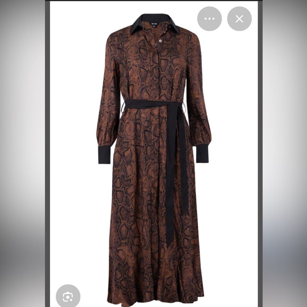 Saint & Sophia Brown Jacqueline Leopard Shirt Maxi Dress, sz 2 - Picture 5 of 9